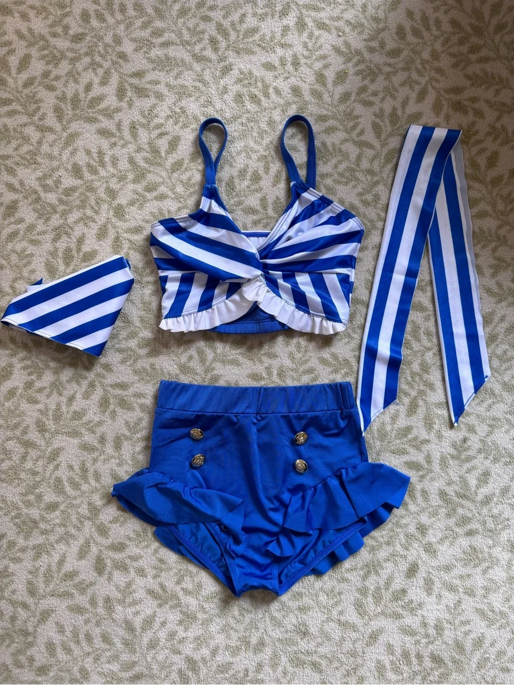 Weissman Catch A Wave Character Dance Costume Retro Bathing Suit Blue Size LC